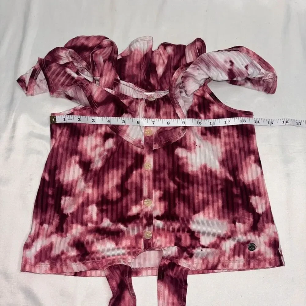 Justice Girls Tie Dye Off Shoulder Ruffle Top Size M (10) | Purple Maroon Blouse